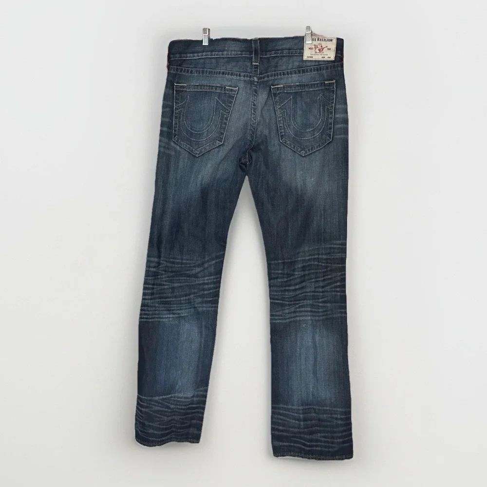 NWOT True Religion Dark Wash Ricky Relaxed Straight Leg Jeans 38 Men 41x34